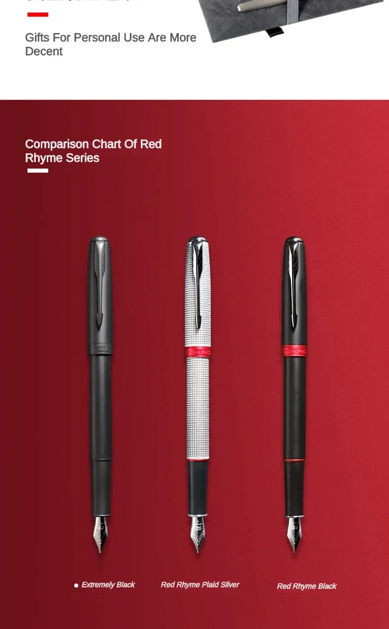 Jinhao 75 Metal Fountain Pen Black/Black Red Luxury Pens 0.5mm Nib Writing Ink Pens Stationery Business Office School Supplies