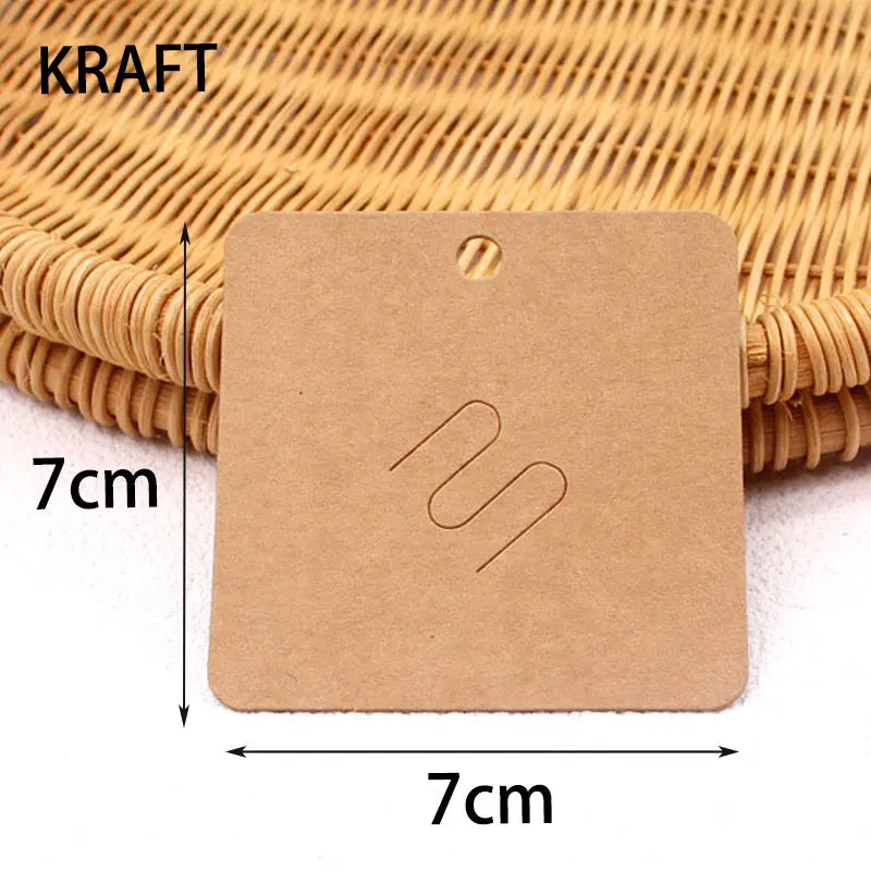 50pcs/lot Brooches Display Cards Blank Kraft Paper Tag for Jewelry Packaging Cards Small Business Sale Hang Price Tag Card 7*7cm