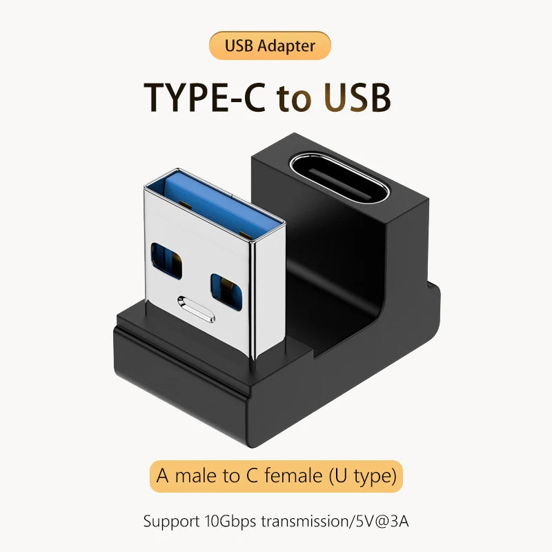 NNBILI 3A Type C Elbow USB 3.1 Charging Data Cable Adapter Converter for Android 90/180 Degree OTG Adapter Fast Charging 10Gbps