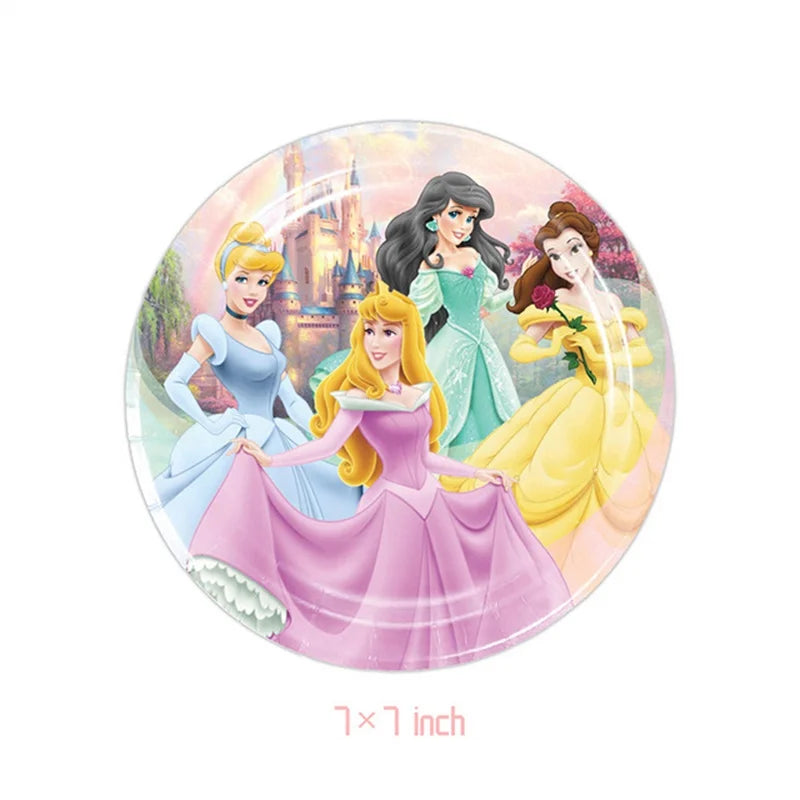 Princess Party Supplies Birthday Disposable Tableware Set  Tablecloth Paper  Plate Napkin for Kid Girl Birthday Supplies