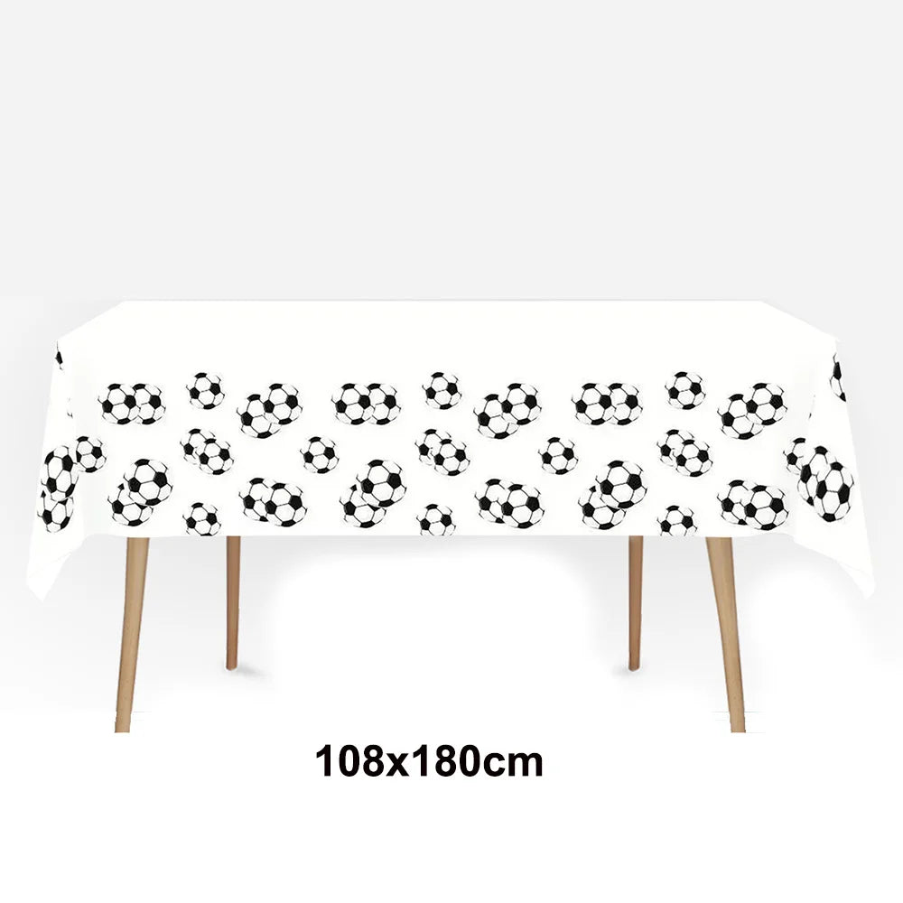 1pc Soccer Plastic Tablecloth Birthday Soccer Day for Soccer Birthday Decoration Disposable Party Soccer Table Cover Tableware