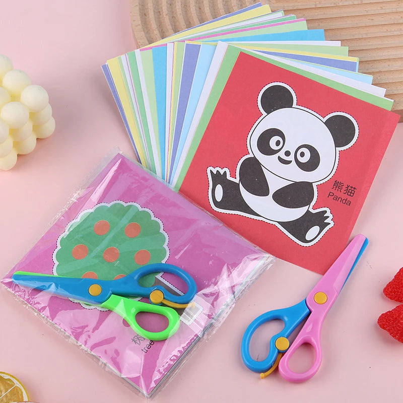 48/96pcs Paper-Cut Set Colored Paper Paper Cuttings Props Cartoon Pattern Paper Cutting Scissor Skills Activity Cutting Book TMZ