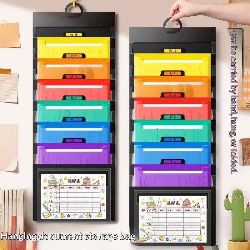 File Organizer Folder Hanging Long Size Bond Paper Wall-Mounted Rainbow Classification Large Capacity Office Folder