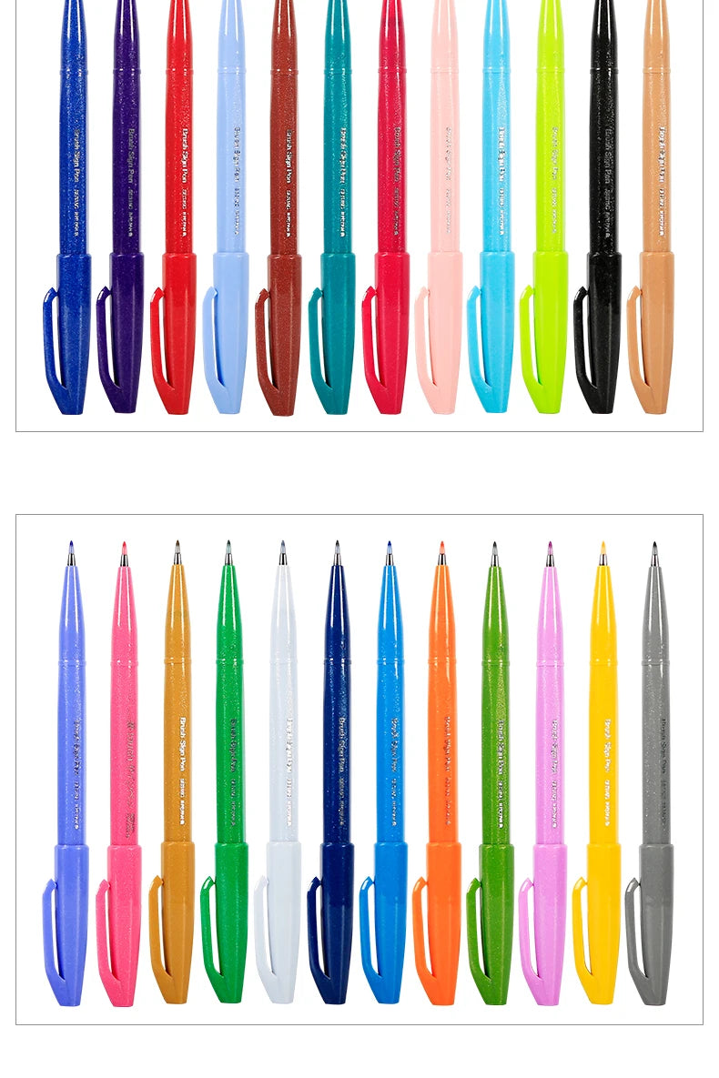 1PC Pentel Fude Brush Touch Sign Pen Bright Pastel Colors with A Flexible Tip That Allows You To Enjoy Touch of A Brush SES15C
