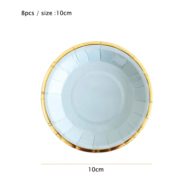 10cm Mini Plate Party Paper Plates Disposable Tableware Birthday Party wedding Decor kids Party Supplies Pink Small Plates 8pcs
