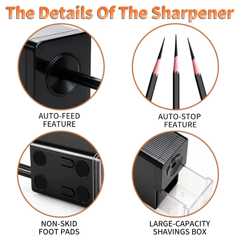 Black Pencil Sharpener Manual for Kids,Professional Adjustable Nibs,for Classroom,Home Use,Sketching Tools as Gift for Artists