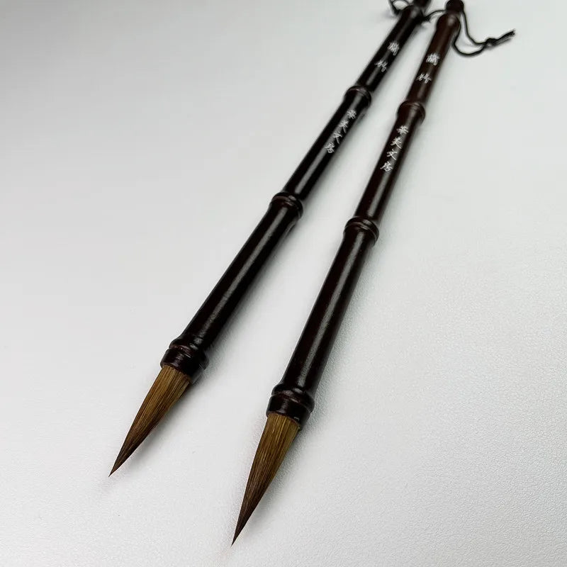5 Pcs Wood Calligraphic Brush Weasel Wolf Hair Langhao Writing Brush Medium Size Chinese Bamboo Traditional Paintbrush Wholesale