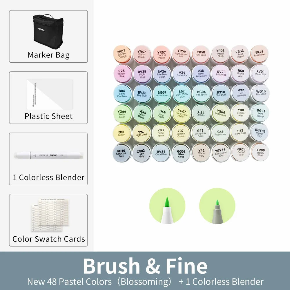 Ohuhu Honolulu B Marker Pen Set Color Markers Alcohol Art Markers Refillable Dual Tips Sketching Drawing Manga School Supplies