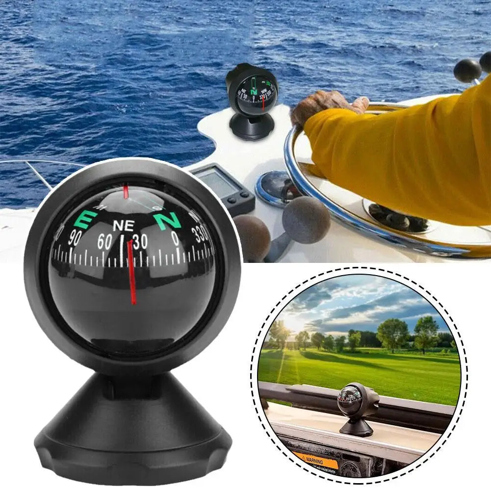 High Quality 360 Degree Rotation Waterproof Vehicle Navigation Ball Shaped Car Compass with Suction Cup