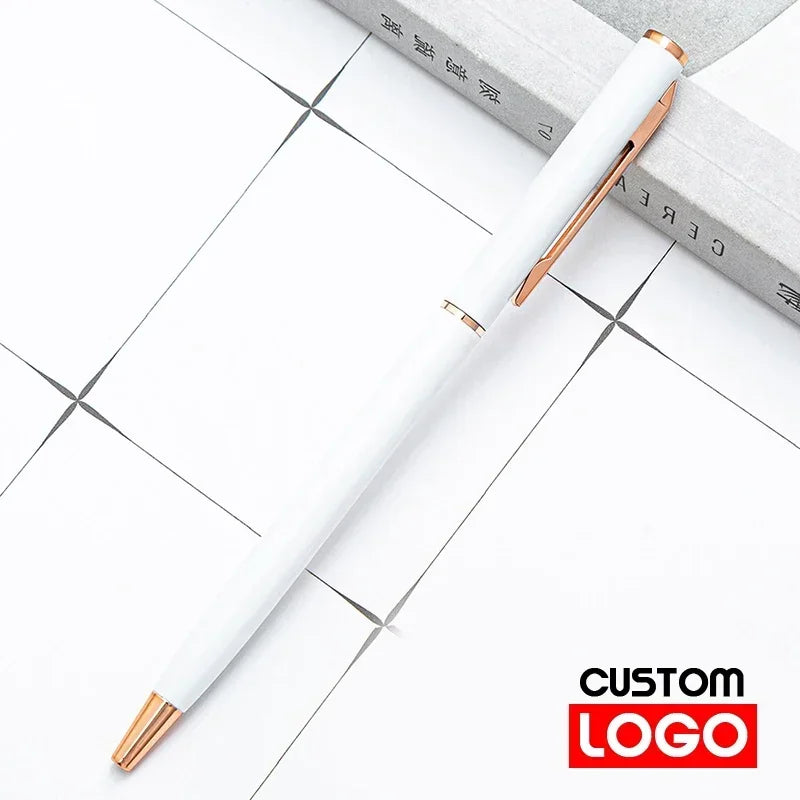 New Metal Ballpoint Pen Rose Gold Pen Custom Logo Advertising Ballpoint Pen  Lettering Engraved Name School&office Supplies