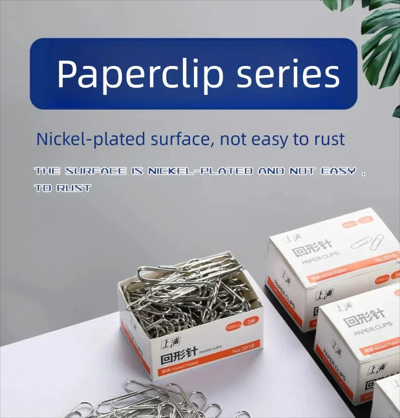 100Pcs Nickel-Plated Paper Clips Rust-Proof Thickened Office Supplies for Organizing And Binding