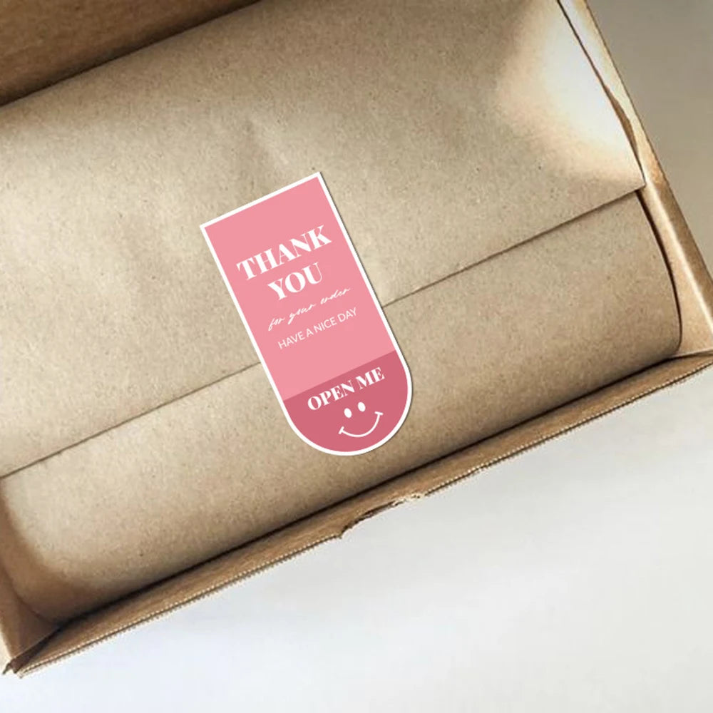 50-100pcs Colour Thank You For Your Order Stickers Smile Decorative Sealing Stickers For Business Delivery Packaging Mailing Bag