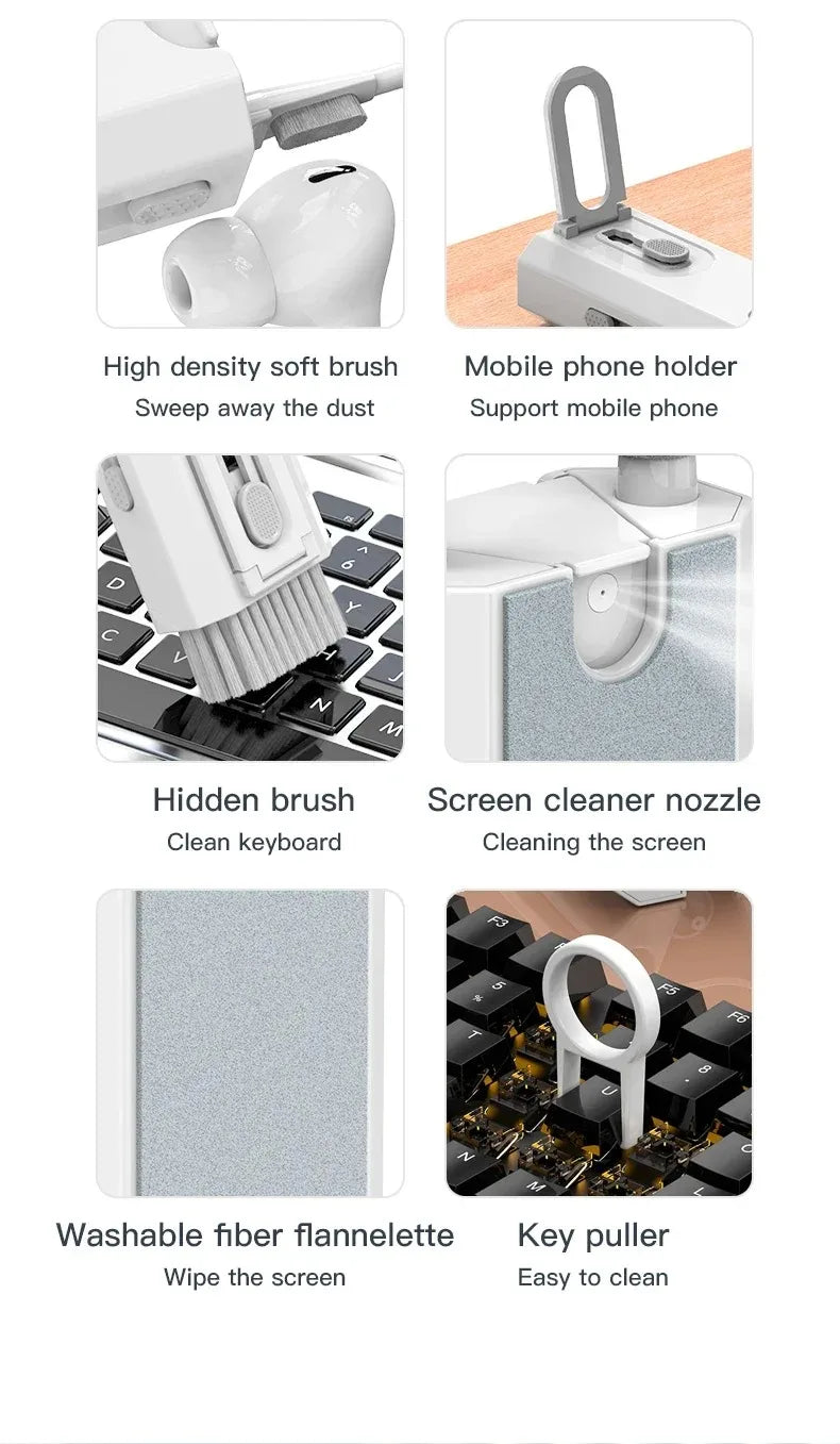 8 in 1 Computer Keyboard Cleaner Kit Brush for Airpods Headset Phone Earphones Cleaning Tool with Keycap Puller