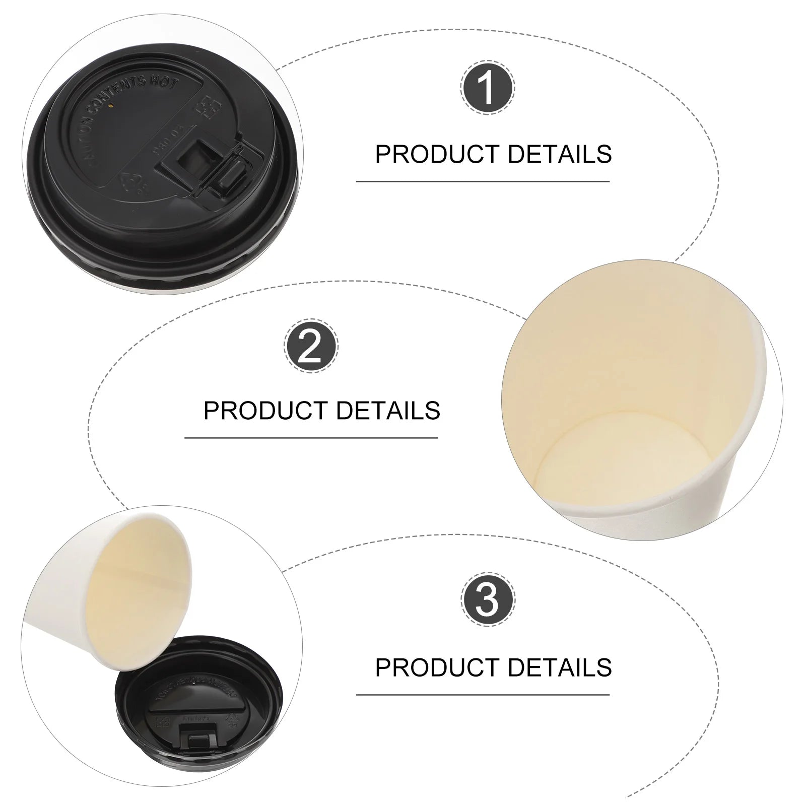 50pcs Disposable Coffee Cups Insulation Takeaway Double-Layer European Style Simplicity Paper Cup With Lid (8/12oz, 280/350ml)