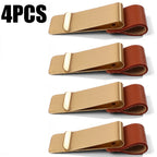 6-1PCS Stainless Steel Leather Pen Holder Pencil Clamps Notebook Bookmark Practical Organizer Clip Pen Holder Office Stationary