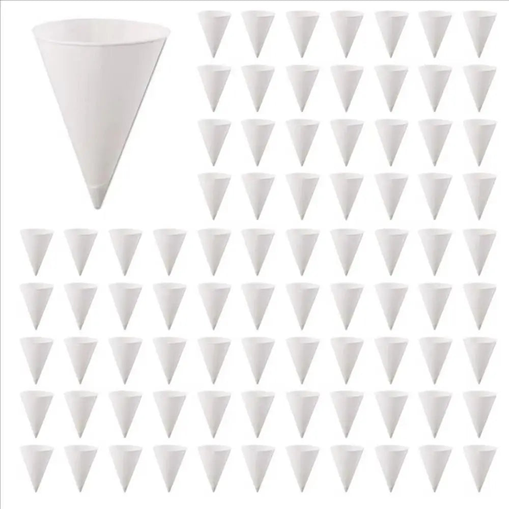 250Pcs Leakproof White Paper Cone Cups Coated Oil-proof Disposable Paper Cups Non-stick 3.7 OZ Cone Party Tableware Wedding