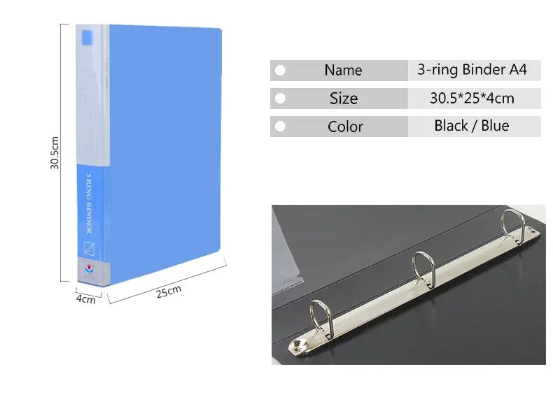 Office Supplies 4-ring Binder A4 Paper Organizer 2-hole Document Folder A4 3-Ring Binder Folder For Documents