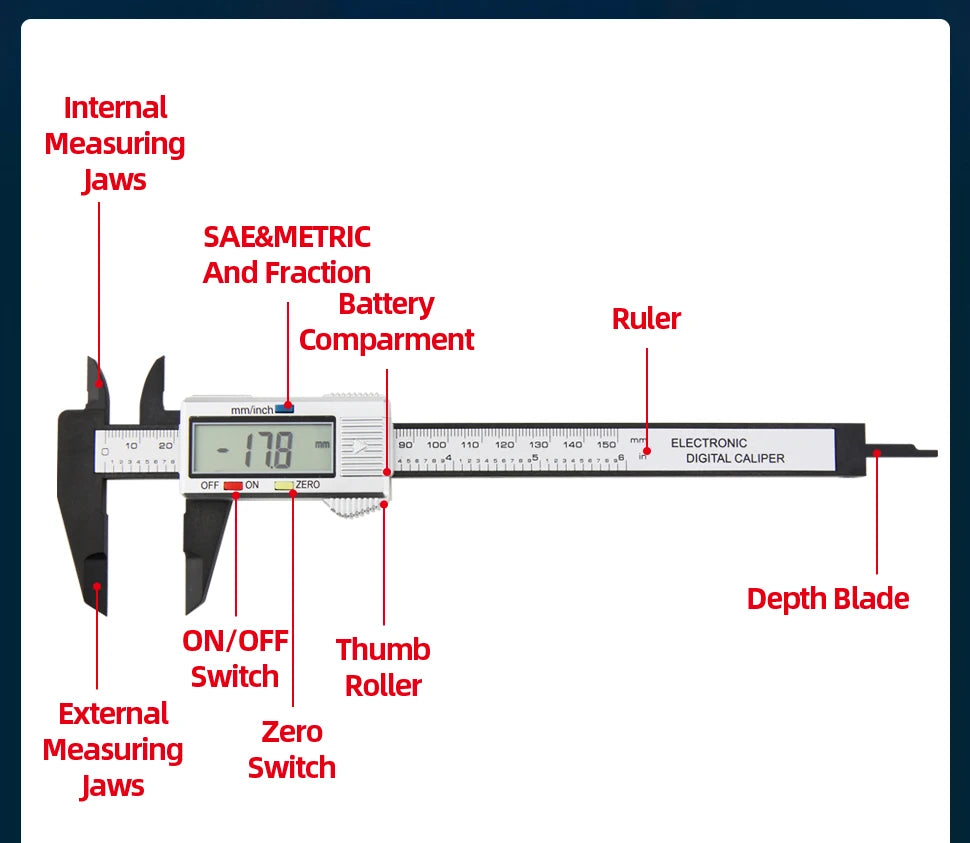 Plastic Caliper Pachometer Digital Caliper Electronic Ruler Vernier Digital Caliber Measuring Tool Digital Calibrator Micrometer