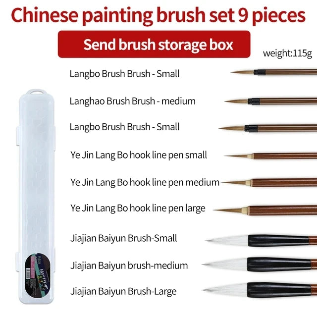 6/9/ 12/ 16 Chinese Painting Brush Beginner Calligraphy Drawing Bamboo Pen Curtain Felt Rice Paper Set Landscape Drawing Writing