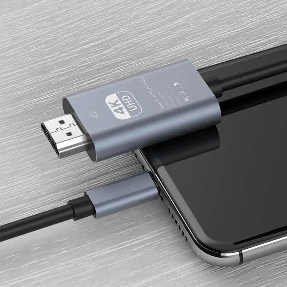 Aluminum Shell USB C to 4K@30Hz HDMI-compatible Display Adapter Cable Compatible with Thunderbolt5/4/3 Laptops i/phone16/15