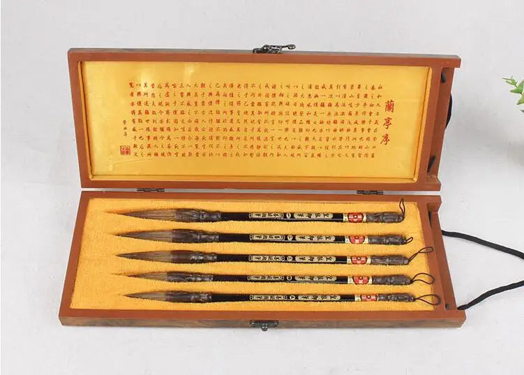Calligraphy Brush Pen with Gift Box Traditional Chinese Painting Calligraphy Brushes Set Mixed Hair Regular Script Brush Art Pen
