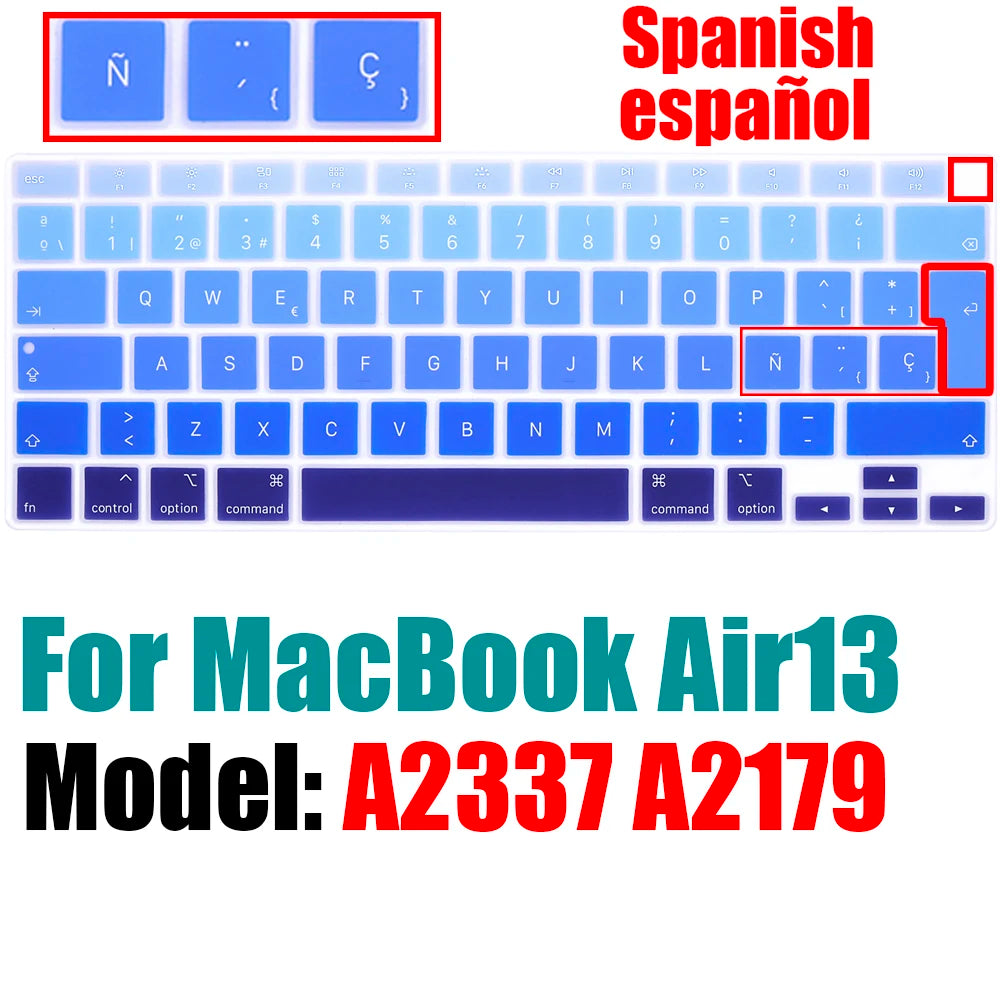 Spanish Keyboard Cover for MacBook Air 13.6 15.3 inch A2681 A2941 A2337 M3 M2 M1 Pro14" 16" A2442 A2779 A2918 A2992 A2485 A2991