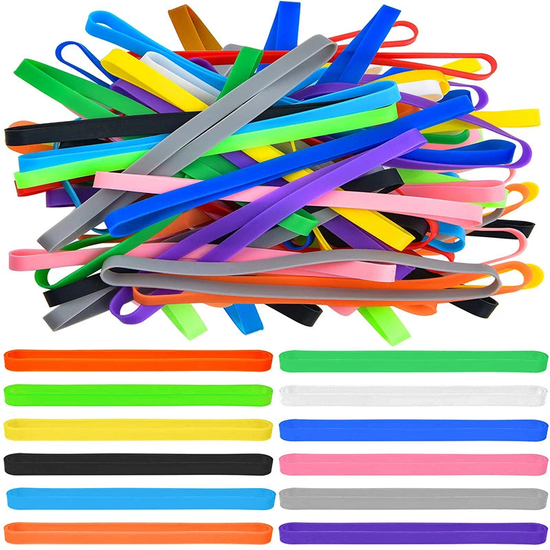 10PCS Silicone Rubber Bands Large Multicolor Elastic Rubber Wrapping Bands For Notebook Office Outdoor Gear Gifts Packing Christ