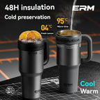 1200ML Extra Large Ceramic Tumbler Drinkware Stainless Steel Water Bottle Insulated Vacuum Flask Straw & Handle Leakproof