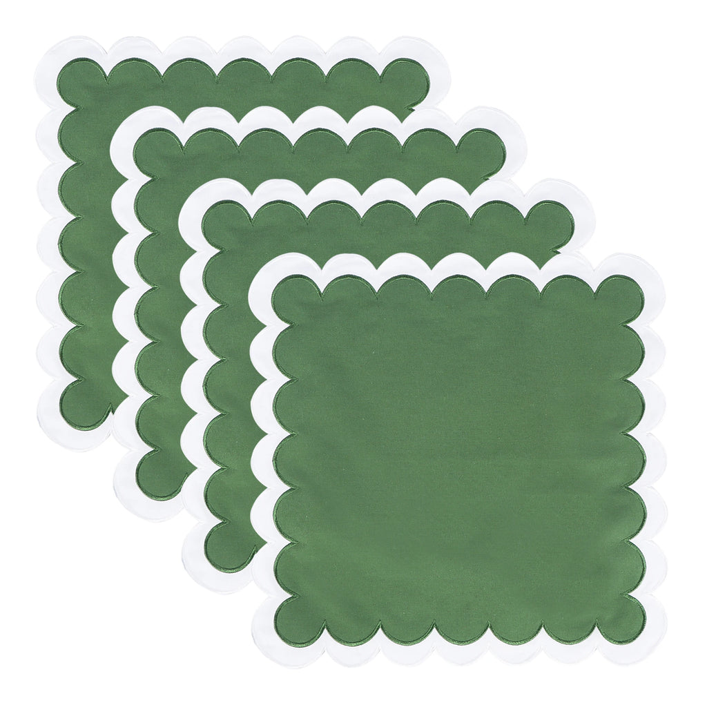 4PCS Cotton Napkins With Wavy Edge Embroidery Suitable for Dinner Wedding Hotel Christmas