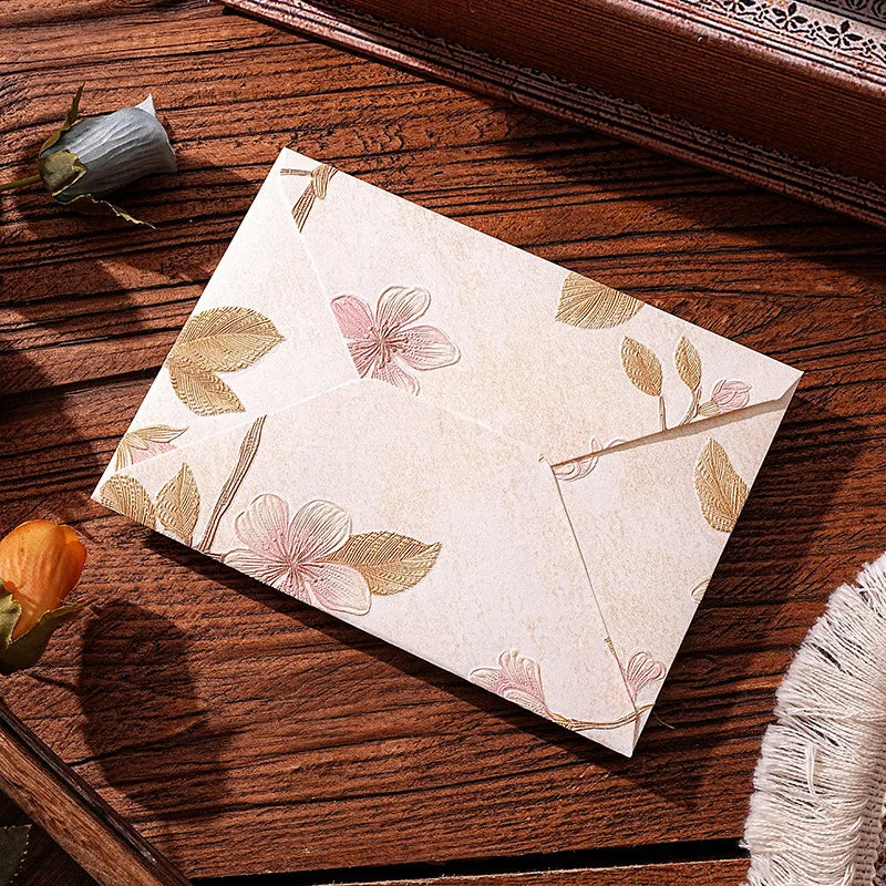 10pcs Oriental Yunjin Brocade Vintage Embossed Letter Envelope Elegant Envelope for Invitation Complete Luxury Set for Weddings
