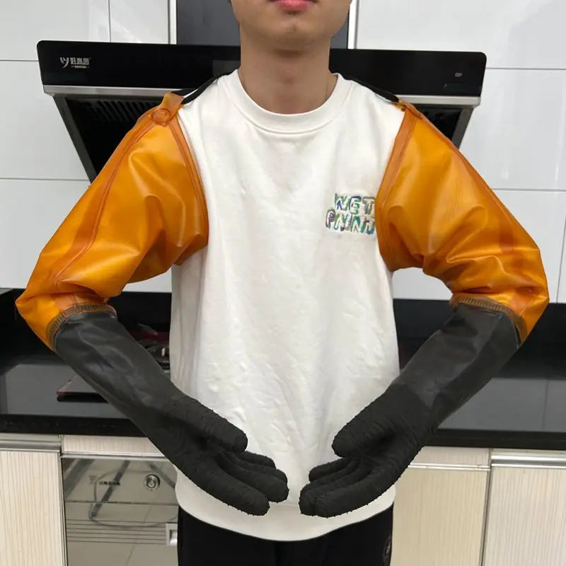 Sandblasting machine hand sleeve thickened wear-resistant rubber latex water and acid and alkali resistant gloves