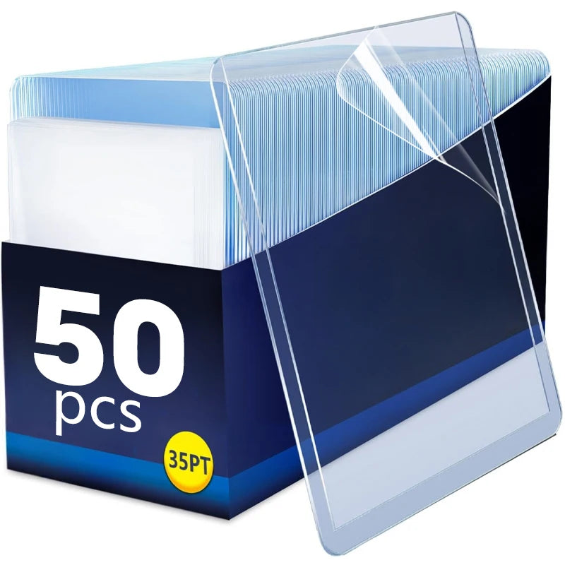 50/1Pcs Transparent Card Sleeve with Protective Film Clear Card Holder Idol Photo Game Baseball Card Holders Cover 35PT 3"x4"