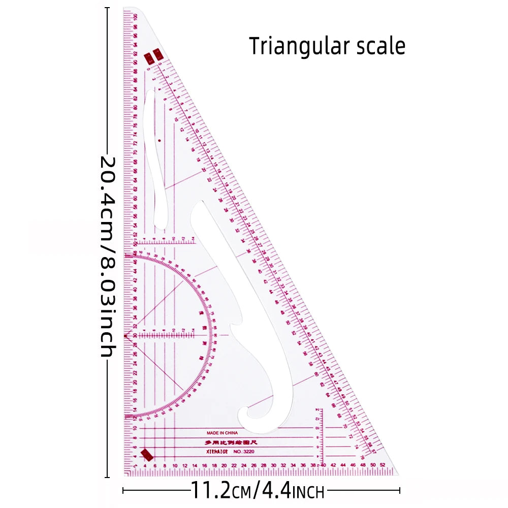 5PCS Multifunctional French Curve Ruler Soft Plastic Patchwork Ruler Measure Dressmaking Drawing Template Craft Sewing Tools