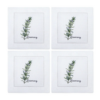 New Embroidered Herb Cocktail Napkin, Pure Linen, Lavender, Rosemary, Mint，Sage，Natural, Elegant, Tea Napkin, 15x15cm,