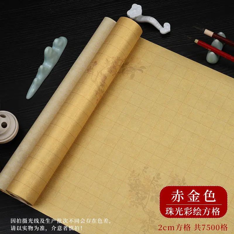 Sumi Art Wax Dye Pearlescent Ink Colorful Half Ripe Rice Paper Xuan Paper Scroll Multicolor Brush Calligraphy Creation Work Roll