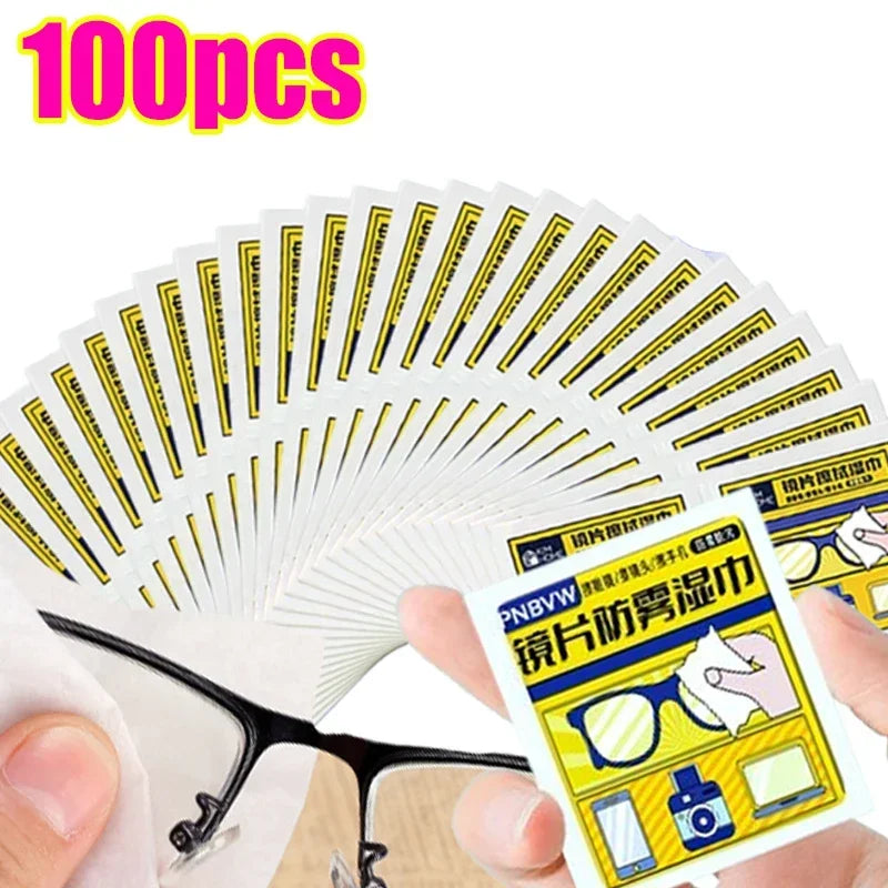 200-10Pcs/Box Glasses Cleaner Wet Wipe Disposable Anti Fog Misting Dust Remover Cleaning Lens Wipes Sunglasses Phone Screen