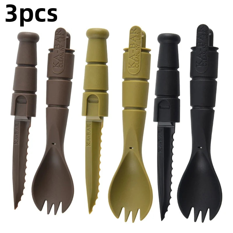 Mini EDC Tactical Tableware, Multi-functional Tools, Forks, Spoons, Knives, Combination, For Camping, Hiking, Outdoor, Halloween