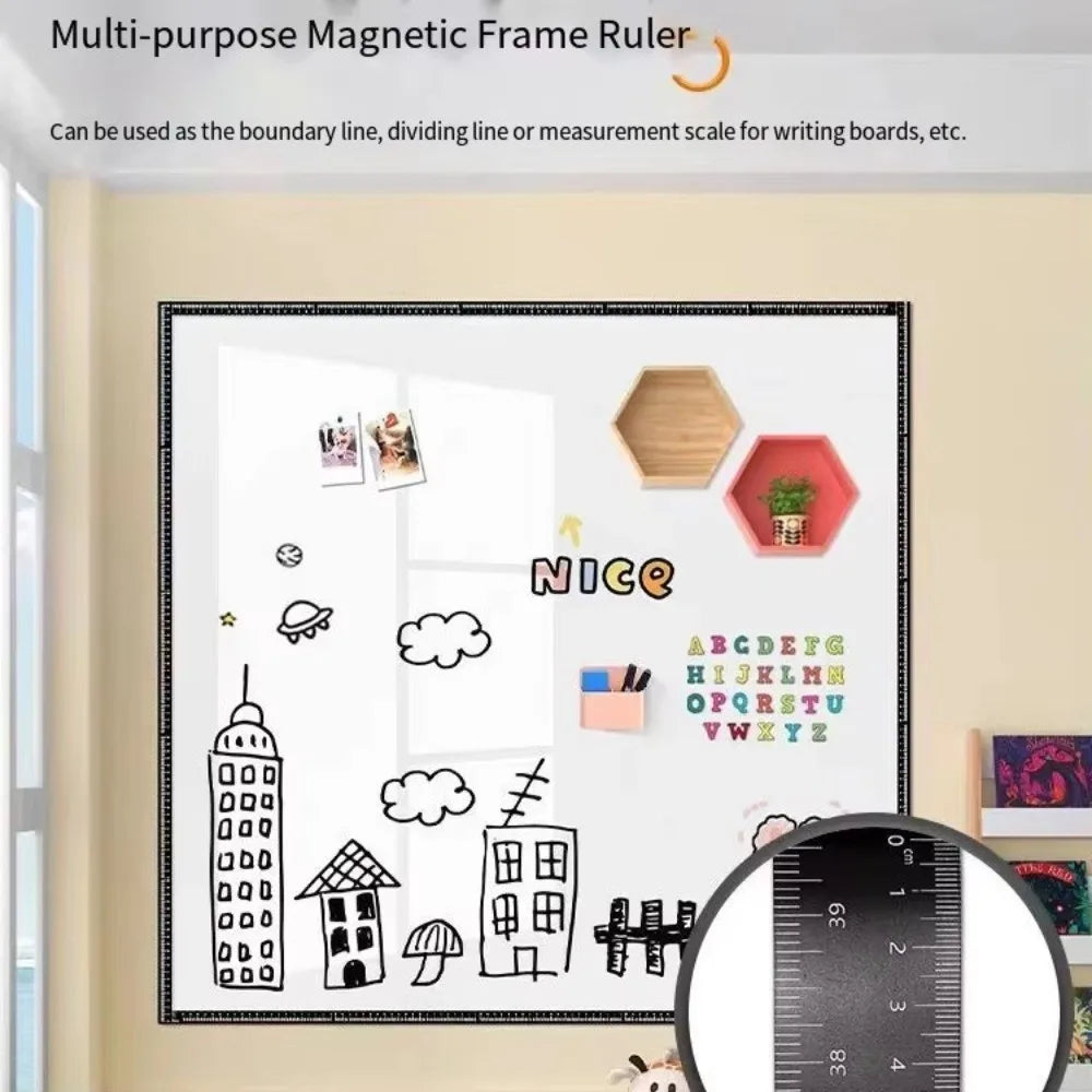 Black Magnetic Border Ruler with Both Inches and Centimeters Dual Scale Flexible Ruler Measuring Tool Magnetic Flexible Ruler