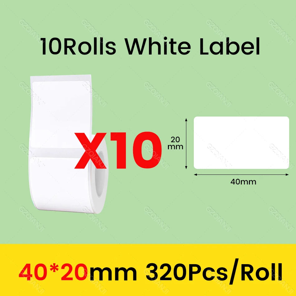 3/5/10 Rolls NiiMbot B21 B1 Label Printer Paper Roll Waterproof Anti-Oil Tear-Resistant Price Tag Pure White Sticker Papers