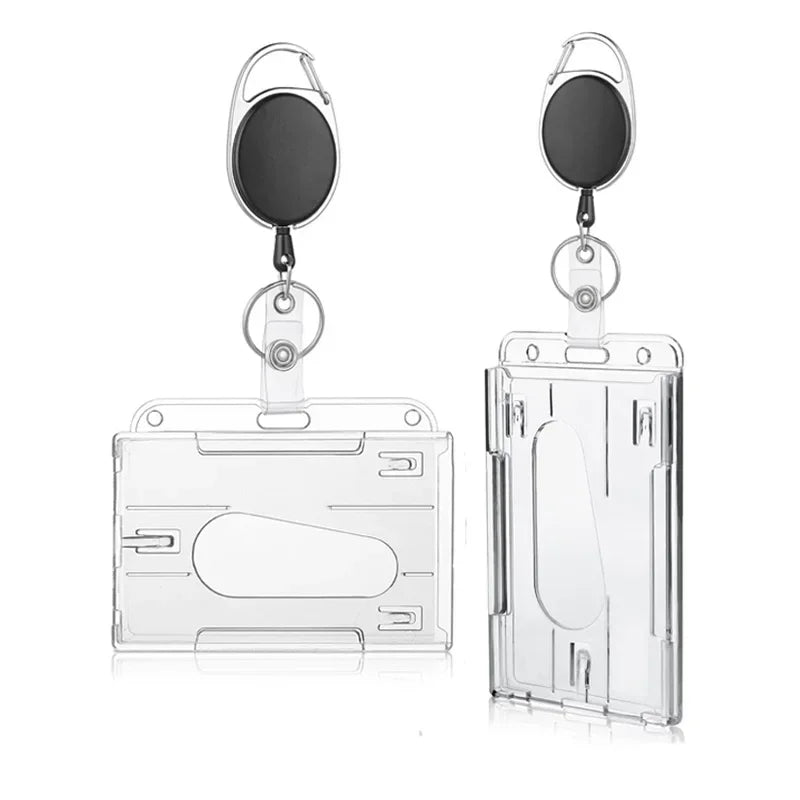 1 Pcs Aluminum Alloy Card Cover Case Bank Business Work Card Holder with ABS Retractable Badge Reel Credit ID Card Badge Bag