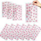 Pink Dog Paw Birthday Party Decor Disposable Tableware Gift Bag Backdrop Cake Topper Banner Plate for Kid Girl Party Supplie Set