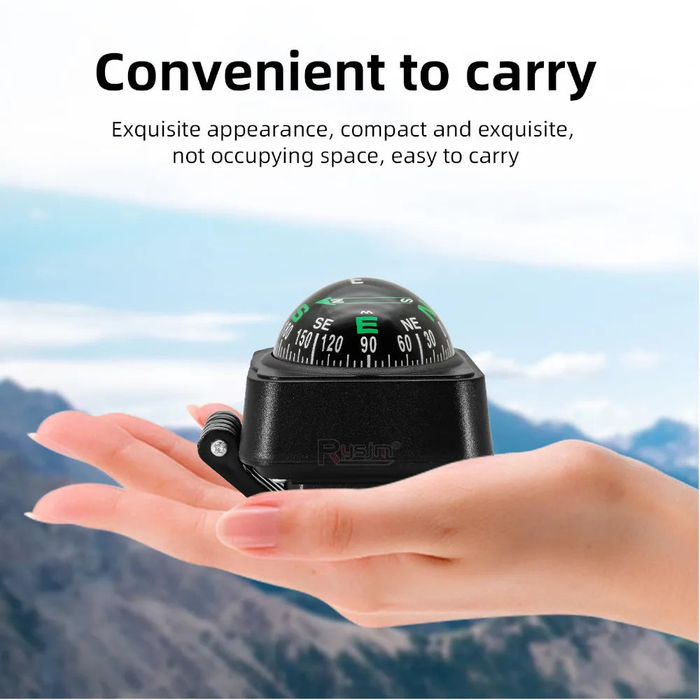 Portable Outdoor Hiking Car Compass Navigation Dashboard Ball Shaped Compass for Boat Vehicle Cycling Direction Pointing Guide