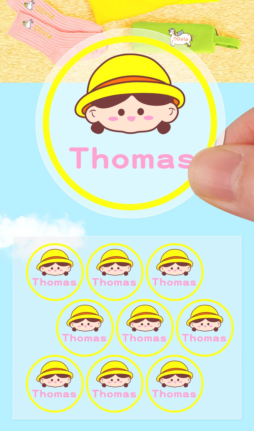 Custom Clothes Ironing Name Sticker Personalized Washable Stickers  Heat Transfer Labels on Fabric Clothing Babysuit Tags