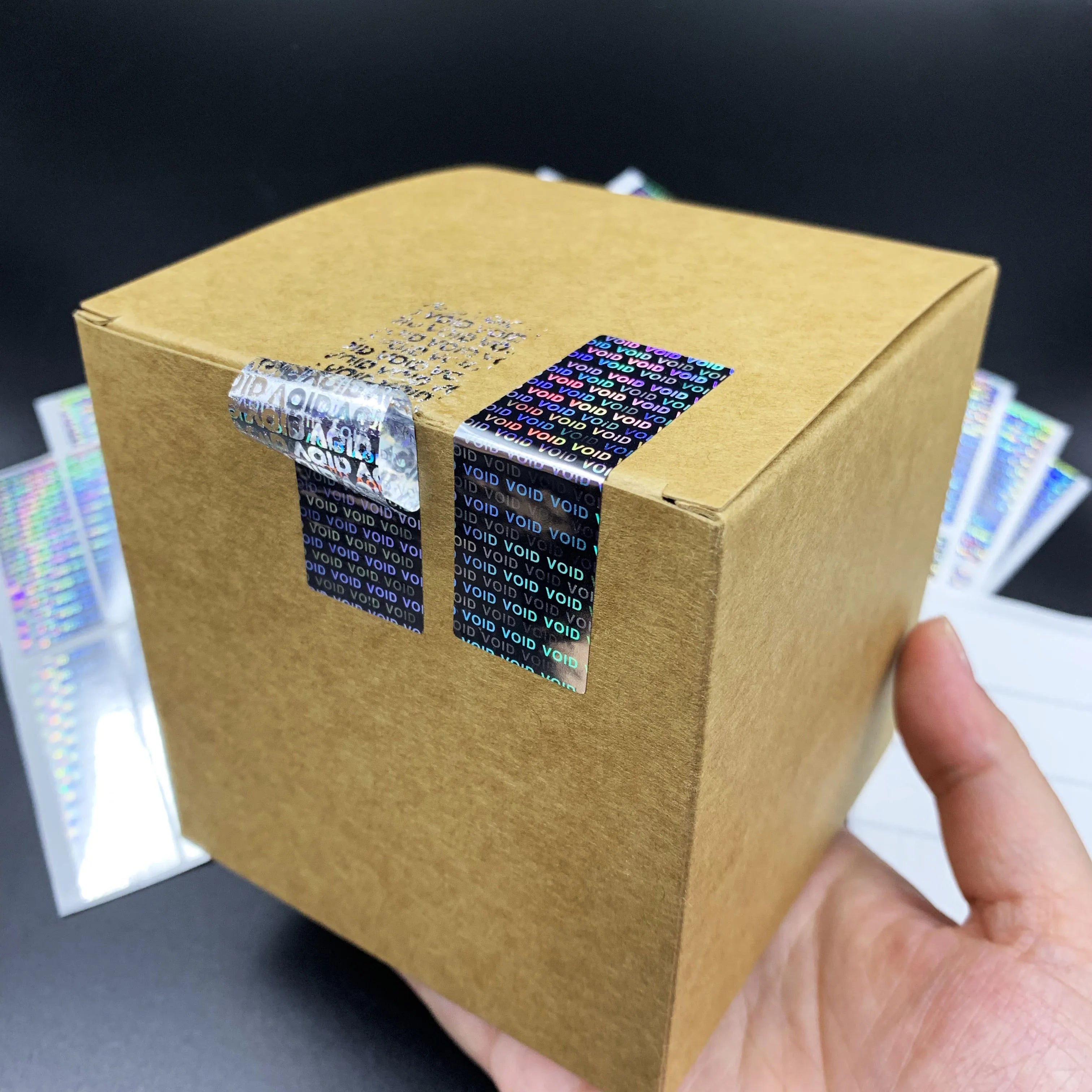112pcs/240pcs Holographic Labels Tamper Evident Sealing Void Security Stickers for Gift Box Shipping Box Commercial Package