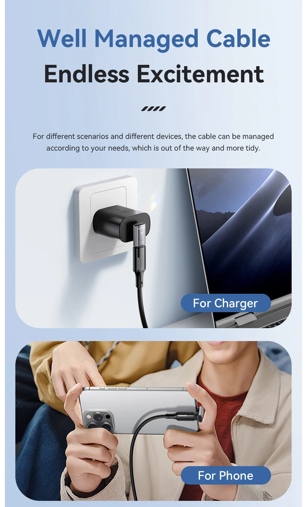 Essager USB4.0 40Gbps OTG Converter 240W Power Delivery Right Angle USB C Data Transfer Adapter For Phone Macbook Tablet 8K60Hz