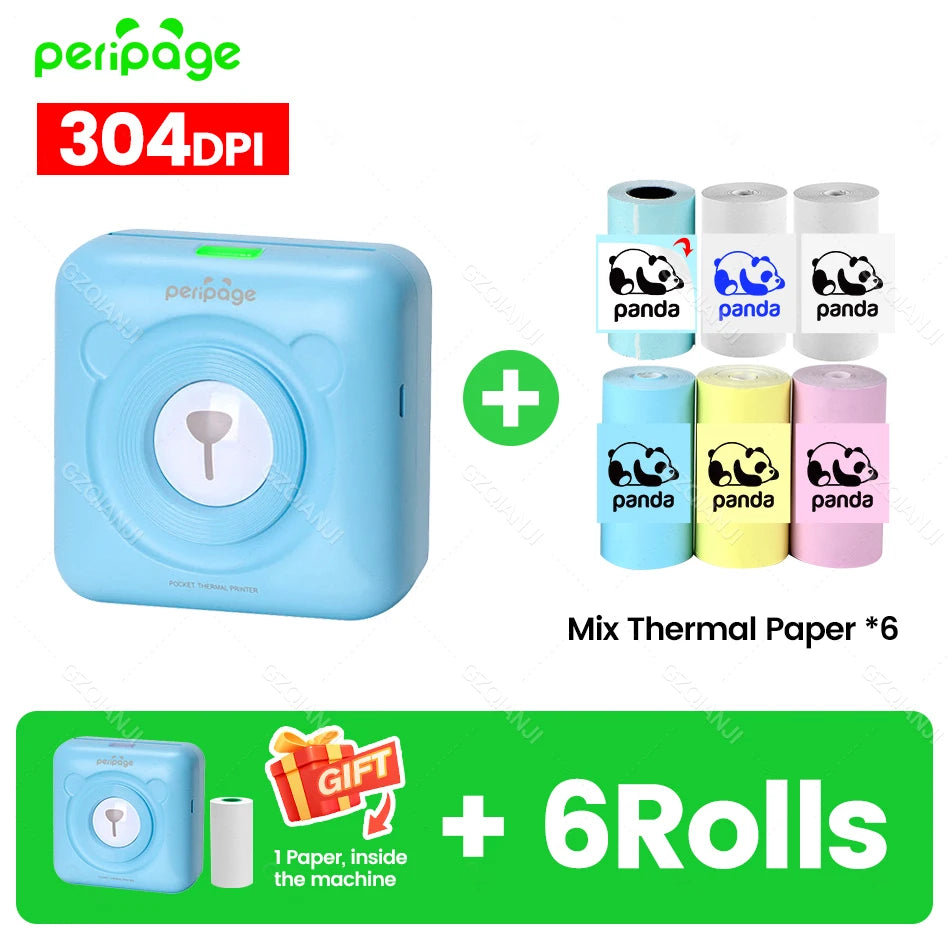 9 Colors Peripage A6 304DPI Mini Photo Printer Notes Sticker Label Printing Machine Bluetooth Portable Wireless Printer Marker