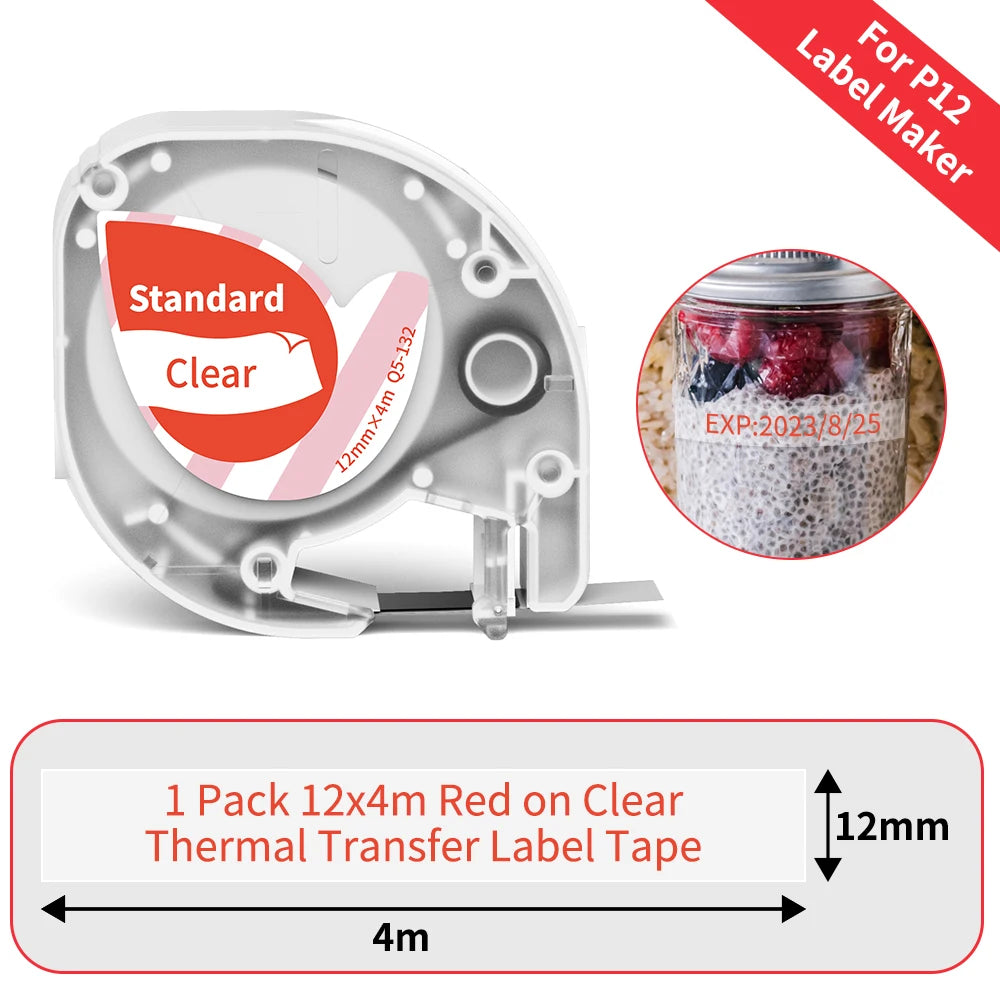 P12 Mini Label Maker Machine with Tape Bluetooth Label Printer Handheld Sticker Multiple Templates Font Inkless Sticker Maker