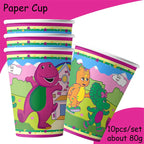 Dinosaur Barney Party Supplies Decorations Kids Birthday Disposable Tableware Tablecloth Cups Plate Party Theme Favors