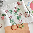 10/20pcs Cartoon Cute Christmas Tree Santa's Hat Creative Tomato Metal Office School Stationery Supplies Cute Paper Clips Gifts