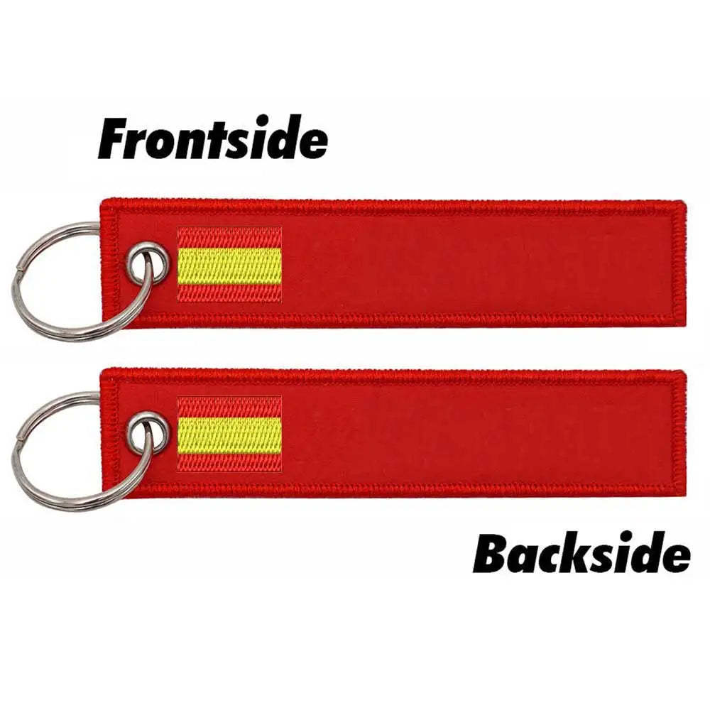 Personalized Keychain Customize Text Tag Double Sided Military Flag Embroidery for Motorcycles Cars ATV Scooters